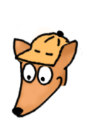 Tête de renard qui dépasse du haut de la page.